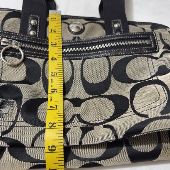 Coach Daisy Signature Tote Shoulder Bag Black Gray M Classic Style - Picture 15 of 15